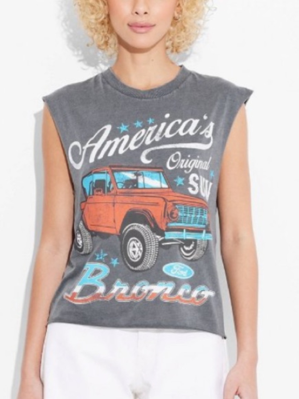 America's Bronco Graphic Muscle Tee - Gray